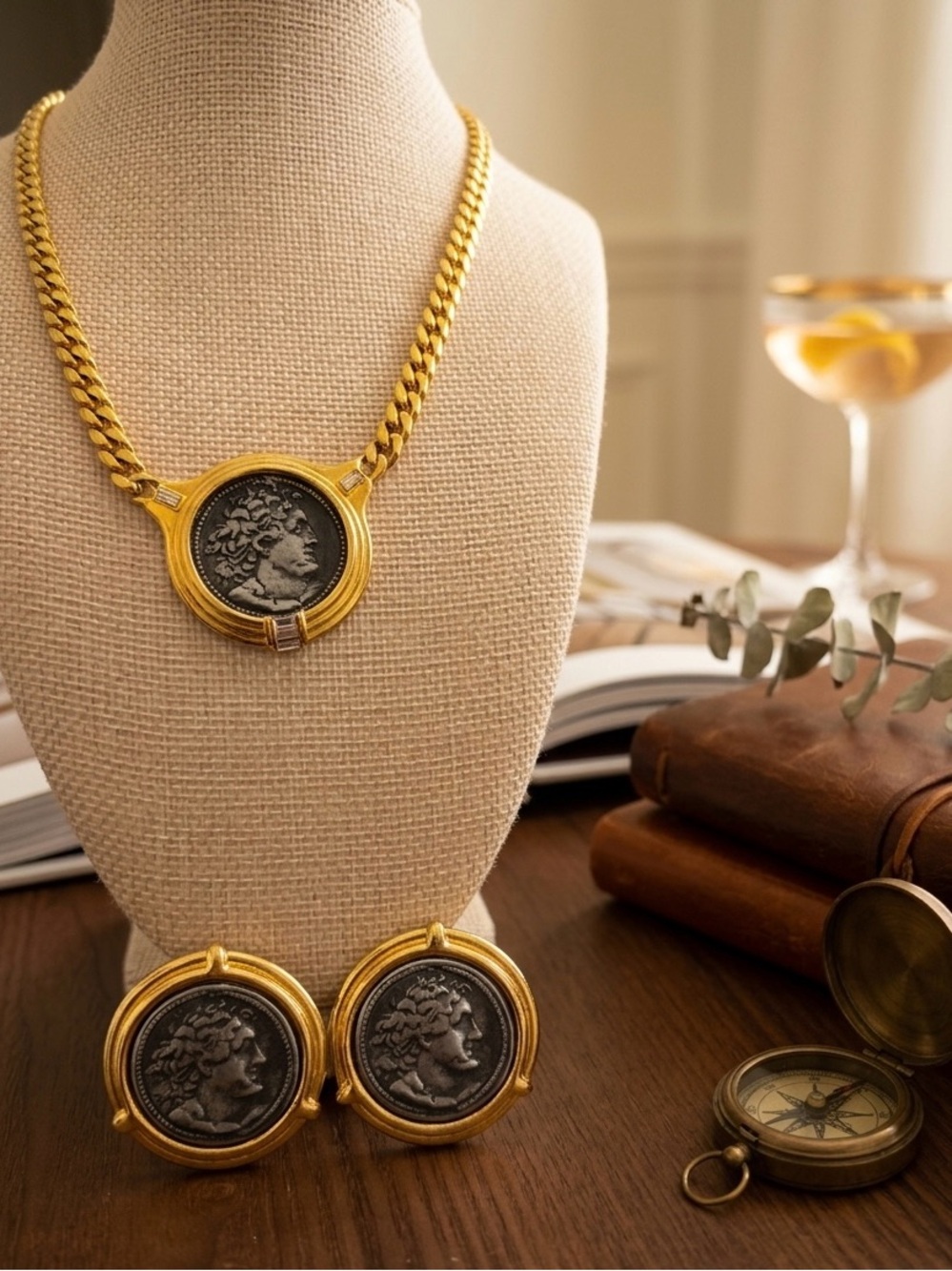 Vintage Estate - Roman Coin Statement Set Signed “TAT”